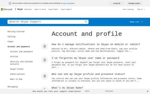 Account and profile | Skype Support