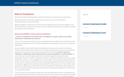 submission guidelines – IAPWE Freelancer Dashboard