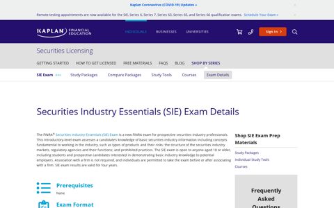 Securities Industry Essentials (SIE) Exam Details | Kaplan ...