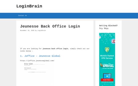 jeunesse back office login - LoginBrain