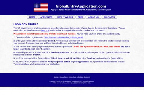 LOGIN.GOV PROFILE | Global Entry Application Services