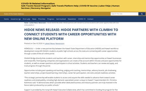 David Y. Ige | HIDOE NEWS RELEASE: HIDOE partners with ...