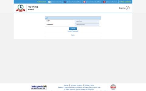 Login - Income Tax Department | Reporting Portal | Project ...