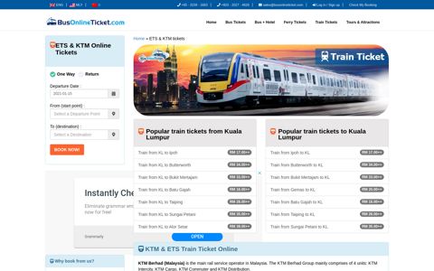 KTM & ETS Train Ticket Online - BusOnlineTicket.com