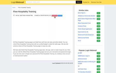Login Flow Hospitality Training or Register New Account