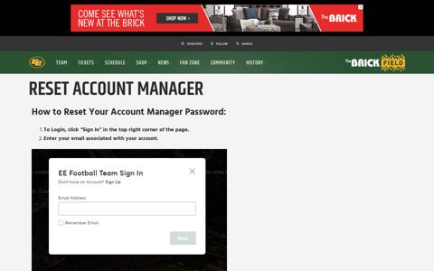 Reset Account Manager - Edmonton Football Team