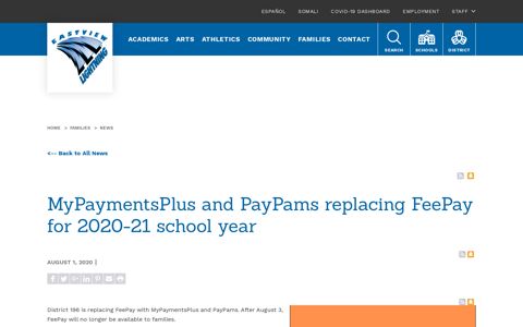 MyPaymentsPlus and PayPams replacing FeePay for 2020-21 ...