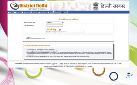 Citizen Registration Form - e-District Delhi