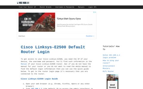 Cisco Linksys-E2500 - Default login IP, default username ...