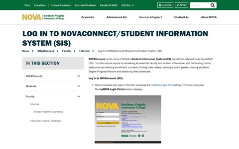 Log In to NOVAConnect/Student Information System (SIS ...