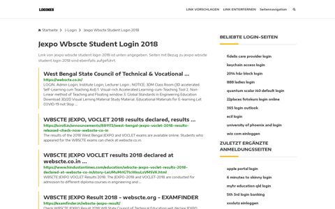 Jexpo Wbscte Student Login 2018 | Allgemeine Informationen ...