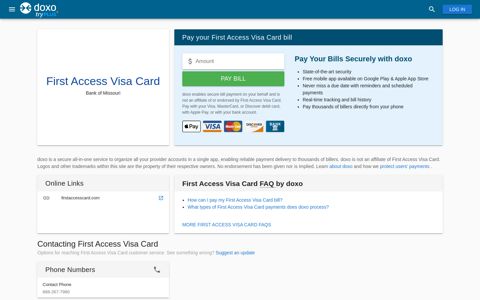 First Access Visa Card | Pay Your Bill Online | doxo.com