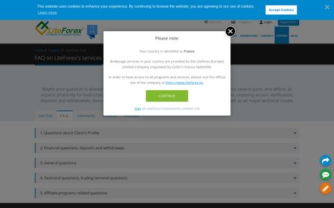 FAQ on LiteForex's services