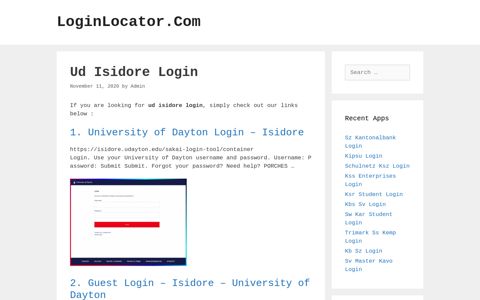 Ud Isidore Login - LoginLocator.Com
