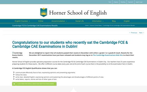 Cambridge FCE & Cambridge CAE Examinations Results ...