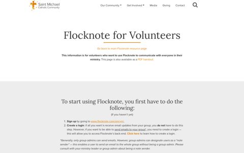 Flocknote for Volunteers - St. Michael Catholic Community