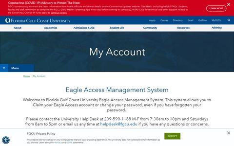 My Account - Florida Gulf Coast University