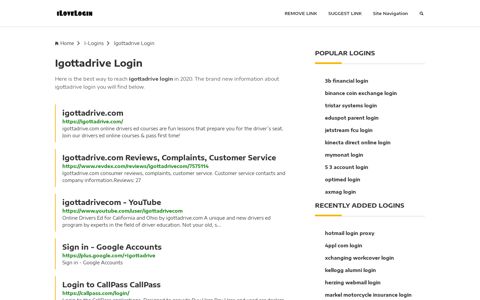 Igottadrive Login ❤️ One Click Access - iLoveLogin