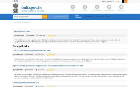 Website of India Code | National Portal of India