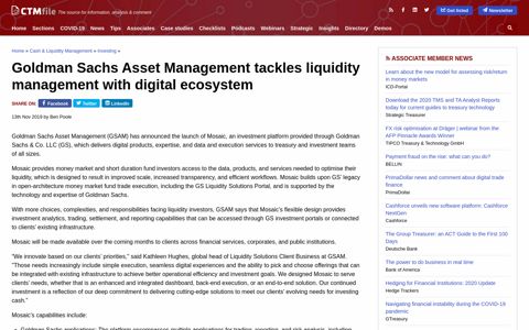 Goldman Sachs Asset Management tackles liquidity ... - CTMfile