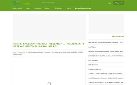 RMS Replacement Project - Research ... The University of Texas ...