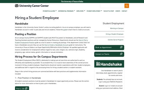 Hiring a Student Employee - UT Dallas Career Center - The ...