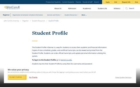 Student Profile | Student Resources - John Carroll University