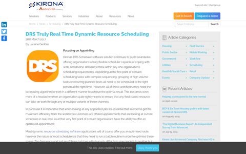 DRS Real Time Appointment & Task Scheduling - Kirona
