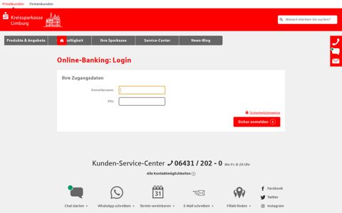 Online-Banking: Login - Kreissparkasse Limburg