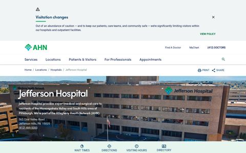 Jefferson Hospital | Allegheny Health Network