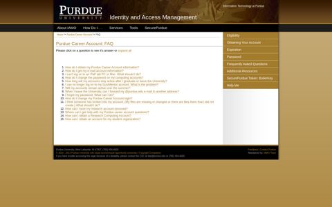 Purdue Career Account: Frequently Asked Questions