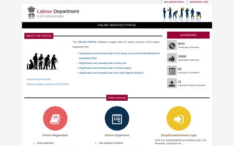 Online Service Portal of Labour Department
