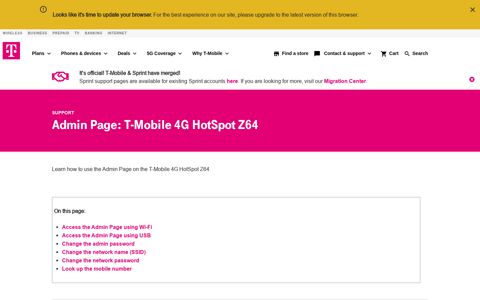 Admin Page: T-Mobile 4G HotSpot Z64 | T-Mobile Support