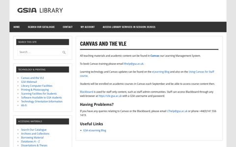Canvas and the VLE | Glasgow School of Art Library Services