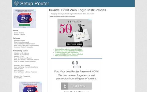 How to Login to the Huawei B593 Zain - SetupRouter