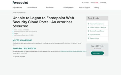 Unable to Logon to Forcepoint Web Security Cloud Portal: An ...