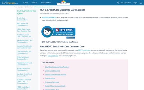 HDFC Credit Card Customer Care: 24*7 Toll Free Number ...