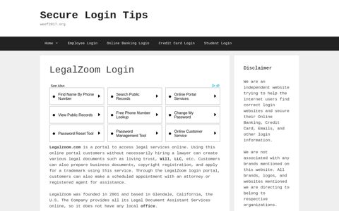 LegalZoom Login - Secure Login Tips