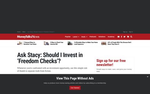 Ask Stacy: Should I Invest in 'Freedom Checks'?