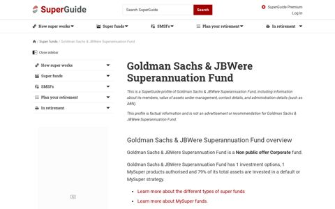 Goldman Sachs & JBWere Superannuation Fund - SuperGuide