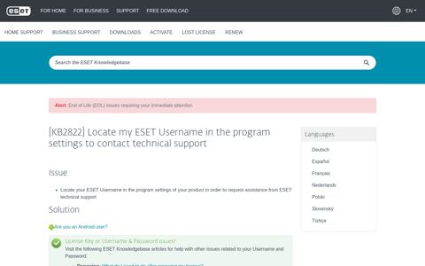 [KB2822] Locate my ESET Username in the program settings ...