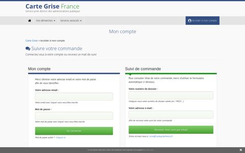 Connexion à votre compte - Carte Grise France