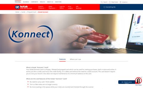 Prepaid Card - Kotak Konnect - Kotak Mahindra Bank