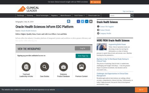 Oracle Health Sciences InForm EDC Platform - Clinical Leader