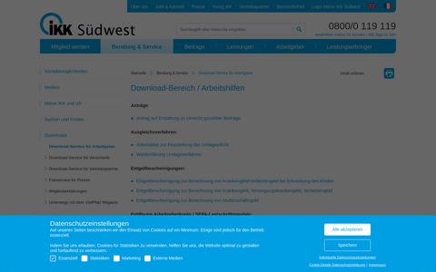 Download-Service für Arbeitgeber - IKK Südwest