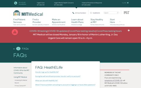 FAQ: HeathELife | MIT Medical