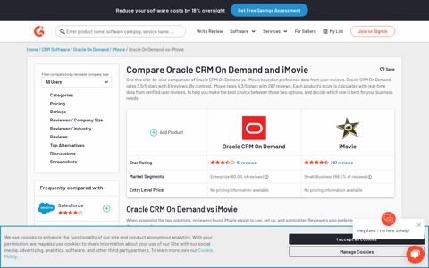 Compare Oracle CRM On Demand vs iMovie Save - G2.com