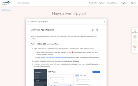 LivePerson App Integration - LastPass Support
