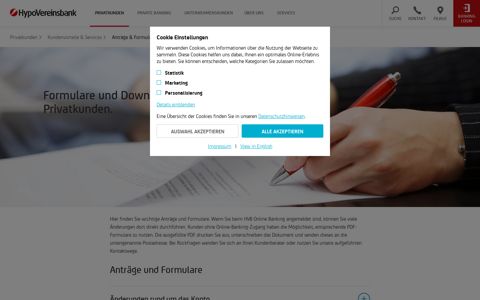HypoVereinsbank Formulare & Anträge | HypoVereinsbank ...