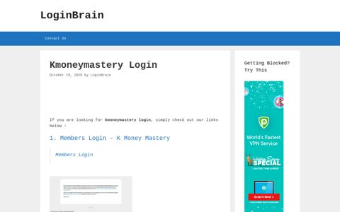 Kmoneymastery - Members Login - K Money Mastery
